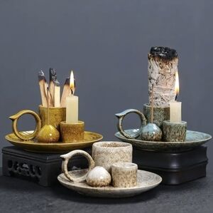 NEW Ceramic 4 In 1 Incense Candle Sage Ash Burner